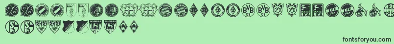 Fonte Bundesliga – fontes pretas em um fundo verde