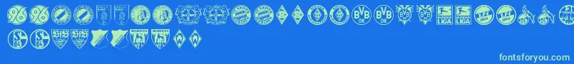 Fonte Bundesliga – fontes verdes em um fundo azul