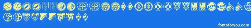 Bundesliga-Schriftart – Gelbe Schriften auf blauem Hintergrund