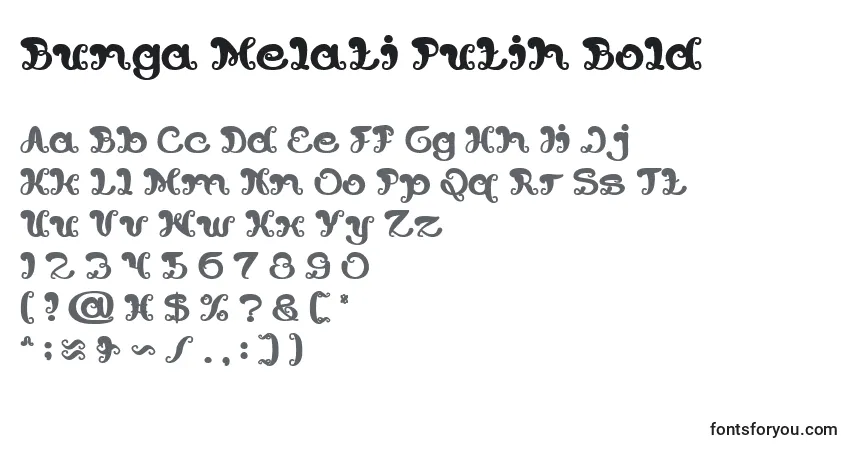 A fonte Bunga Melati Putih Bold – alfabeto, números, caracteres especiais