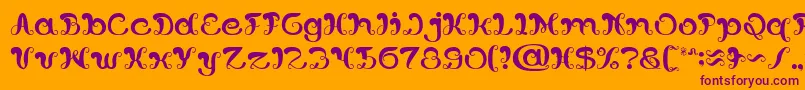 Шрифт Bunga Melati Putih – фиолетовые шрифты на оранжевом фоне