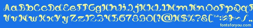 Шрифт Bunga Melati Putih – жёлтые шрифты на синем фоне