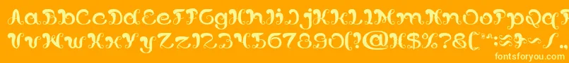 フォントBunga Melati Putih – オレンジの背景に黄色の文字