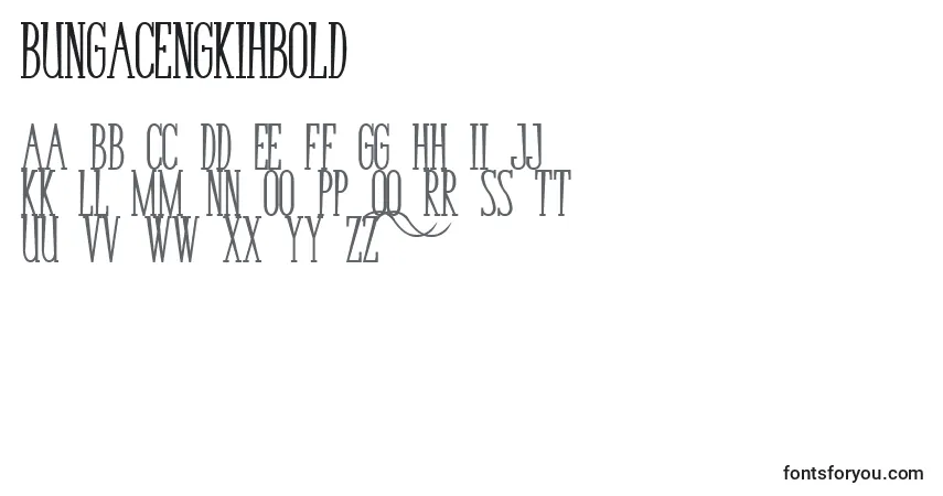 A fonte BungaCengkihBold – alfabeto, números, caracteres especiais