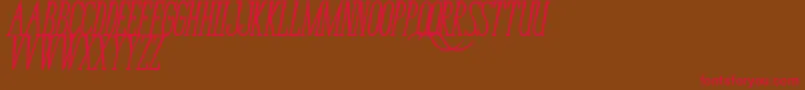 BungaCengkihBoldItalic-Schriftart – Rote Schriften auf braunem Hintergrund