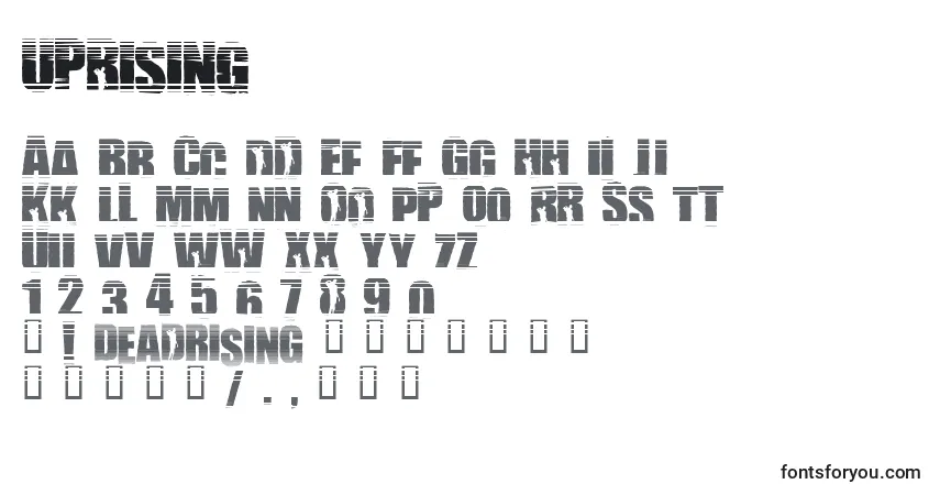 Шрифт Uprising – алфавит, цифры, специальные символы