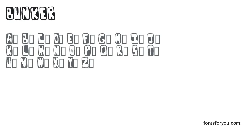 Schriftart BUNKER (122430) – Alphabet, Zahlen, spezielle Symbole