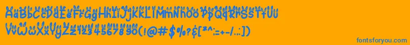 Bunny Ear-Schriftart – Blaue Schriften auf orangefarbenem Hintergrund