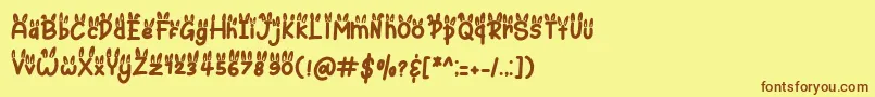 Bunny Ear Font – Brown Fonts on Yellow Background