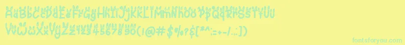 フォントBunny Ear – 黄色い背景に緑の文字