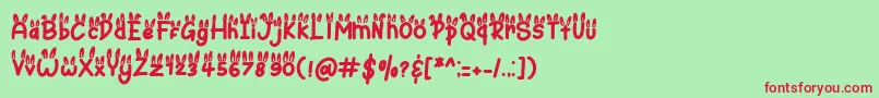 Bunny Ear Font – Red Fonts on Green Background