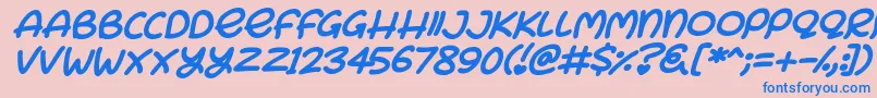 Fonte Bunny Ears Italic – fontes azuis em um fundo rosa