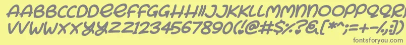 Fonte Bunny Ears Italic – fontes cinzas em um fundo amarelo