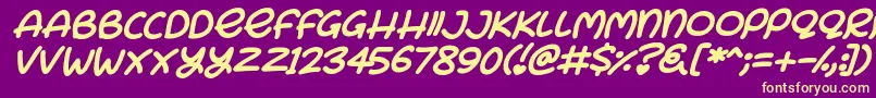 Bunny Ears Italic-fontti – keltaiset fontit violetilla taustalla