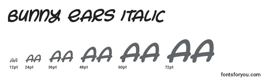 Размеры шрифта Bunny Ears Italic