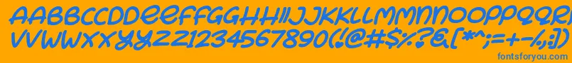 Bunny Ears Italic Font – Blue Fonts on Orange Background