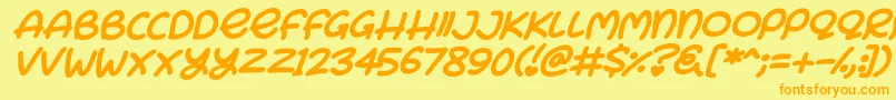 Bunny Ears Italic Font – Orange Fonts on Yellow Background