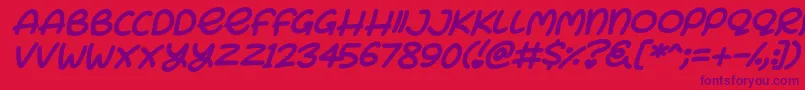 Fonte Bunny Ears Italic – fontes roxas em um fundo vermelho