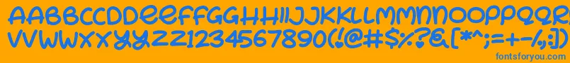 フォントBunny Ears – オレンジの背景に青い文字