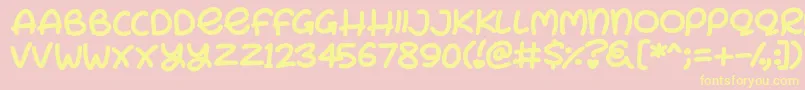 Bunny Ears-Schriftart – Gelbe Schriften auf rosa Hintergrund