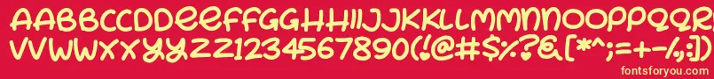 フォントBunny Ears – 黄色の文字、赤い背景