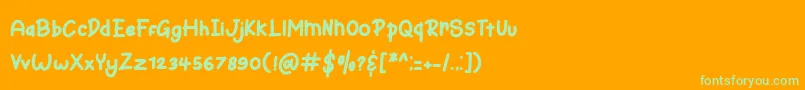 Bunny Hopper-Schriftart – Grüne Schriften auf orangefarbenem Hintergrund