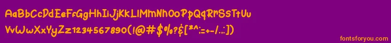 Bunny Hopper-Schriftart – Orangefarbene Schriften auf violettem Hintergrund