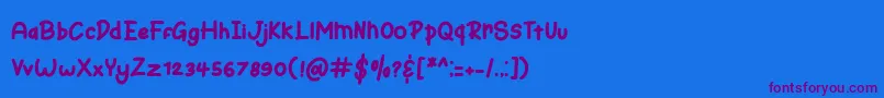 Bunny Hopper-Schriftart – Violette Schriften auf blauem Hintergrund
