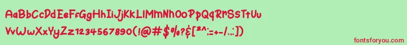 Czcionka Bunny Hopper – czerwone czcionki na zielonym tle