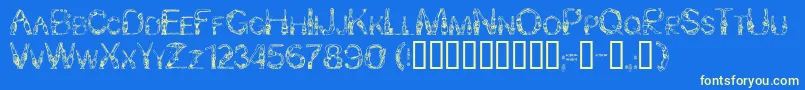 Bunny Rabbits Font – Yellow Fonts on Blue Background