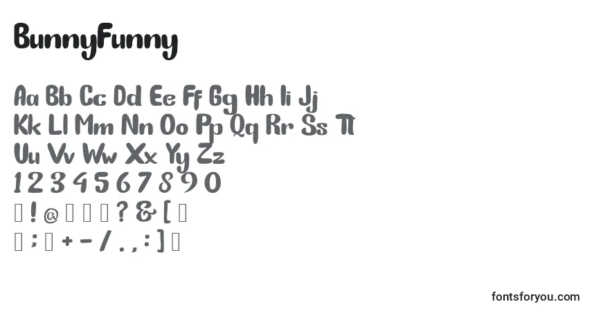 BunnyFunny-fontti – aakkoset, numerot, erikoismerkit