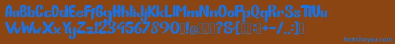 BunnyFunny-Schriftart – Blaue Schriften auf braunem Hintergrund