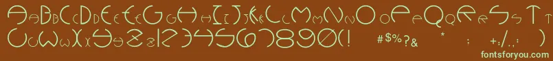 フォントRoundersPlain – 緑色の文字が茶色の背景にあります。