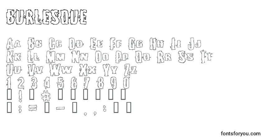 A fonte BURLESQUE (122442) – alfabeto, números, caracteres especiais