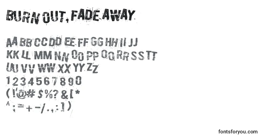 Burn out, fade away Font – alphabet, numbers, special characters