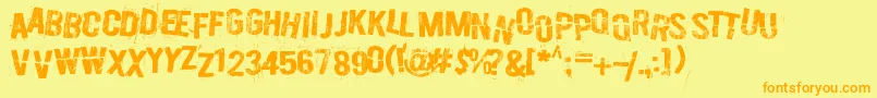 Burn out, fade away-Schriftart – Orangefarbene Schriften auf gelbem Hintergrund