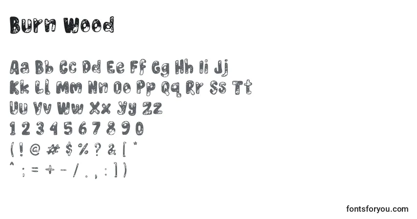 Fuente Burn Wood - alfabeto, números, caracteres especiales