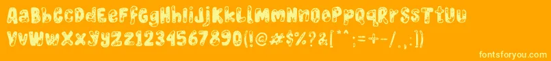 Burn Wood-Schriftart – Gelbe Schriften auf orangefarbenem Hintergrund
