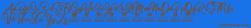 Fonte Burning Heart Personal Use – fontes marrons em um fundo azul