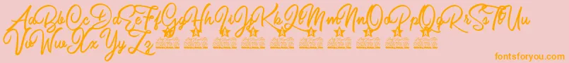 Burning Heart Personal Use Font – Orange Fonts on Pink Background