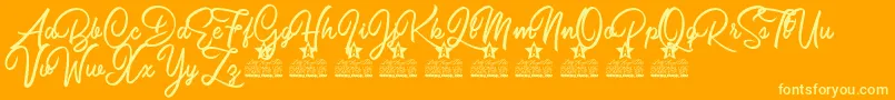 Fonte Burning Heart Personal Use – fontes amarelas em um fundo laranja