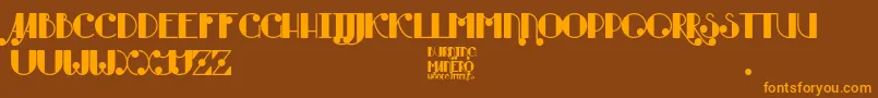 フォントBurning Manero – オレンジ色の文字が茶色の背景にあります。