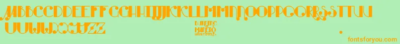 Weitere Informationen zur Burning Manero-Schriftart Burning Manero-Schriftart – Orangefarbene Schriften auf grünem Hintergrund