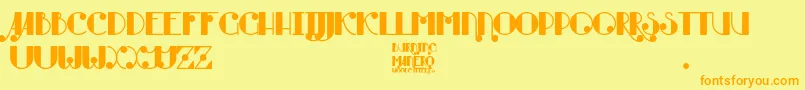 フォントBurning Manero – オレンジの文字が黄色の背景にあります。