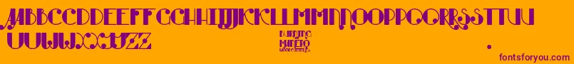フォントBurning Manero – オレンジの背景に紫のフォント