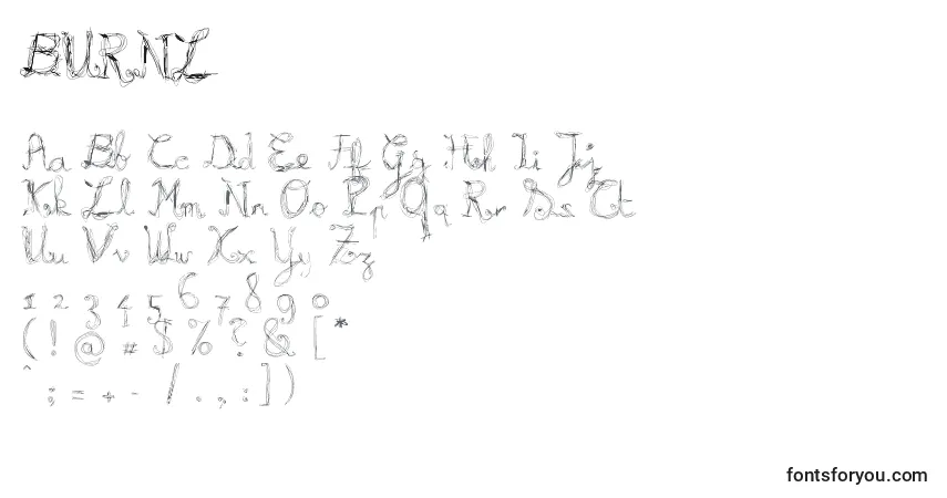 Czcionka BURNL    (122447) – alfabet, cyfry, specjalne znaki