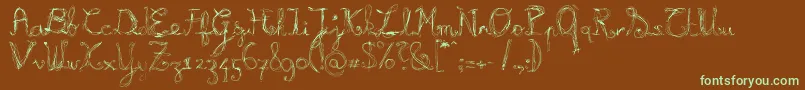 フォントBURNL    – 緑色の文字が茶色の背景にあります。