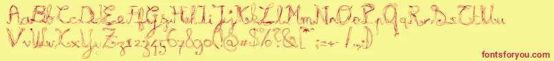 BURNL   -fontti – punaiset fontit keltaisella taustalla