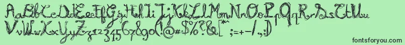 フォントBURNN    – 緑の背景に黒い文字