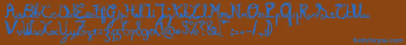 BURNN   -Schriftart – Blaue Schriften auf braunem Hintergrund